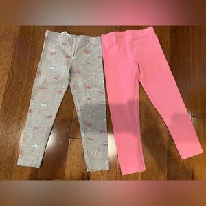 Kids Pink and Gray Dinosaur Leggings